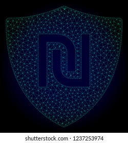 Mesh shekel guard polygonal illustration. Abstract mesh lines, triangles and points on dark background with shekel guard.