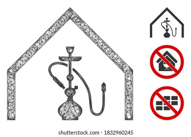 Mesh shisha bar polygonal web icon vector illustration. Carcass model is created from shisha bar flat icon. Triangular mesh forms abstract shisha bar flat model.