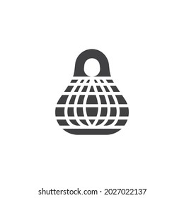 Mesh shopping bag vector icon. filled flat sign for mobile concept and web design. Net bag glyph icon. Symbol, logo illustration. Vector graphics