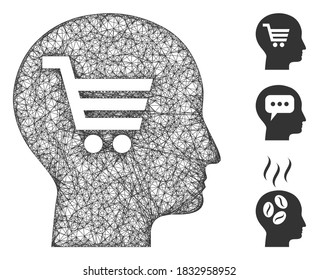 Mesh shopping dream polygonal web icon vector illustration. Carcass model is based on shopping dream flat icon. Triangle mesh forms abstract shopping dream flat carcass.