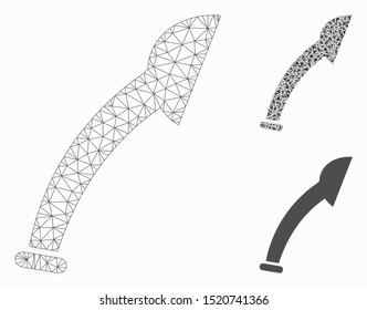 Mesh shower head model with triangle mosaic icon. Wire carcass triangular network of shower head. Vector mosaic of triangle parts in variable sizes, and color tones. Abstract 2d mesh shower head,