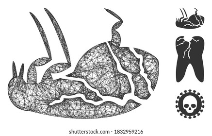 Mesh sick flea polygonal web icon vector illustration. Abstraction is based on sick flea flat icon. Triangular network forms abstract sick flea flat carcass.