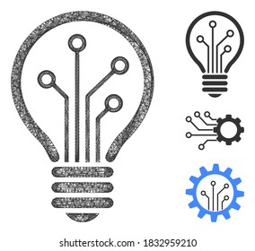 Mesh smart bulb polygonal web icon vector illustration. Abstraction is based on smart bulb flat icon. Triangle network forms abstract smart bulb flat carcass.