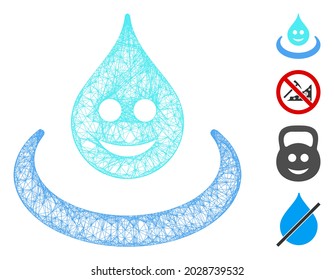 Mesh smile drop Ripple web icon vector illustration. Carcass model is based on smile drop Ripple flat icon. Net forms abstract smile drop Ripple flat model.