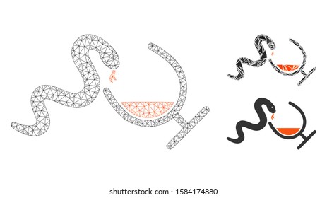 Mesh snake toxin model with triangle mosaic icon. Wire frame polygonal mesh of snake toxin. Vector mosaic of triangle parts in various sizes, and color hues. Abstract 2d mesh snake toxin,