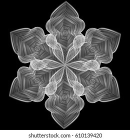 A mesh snowflake pattern is featured in an abstract background illustration.