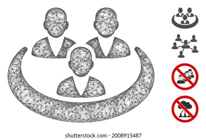 Mesh social network web symbol vector illustration. Model is based on social network flat icon. Mesh forms abstract social network flat model. wireframe 2D web network isolated on a white background.