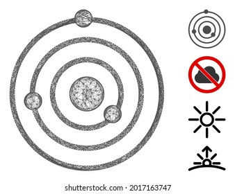Mesh Solar System web 2d vector illustration. Model is based on Solar System flat icon. Network forms abstract Solar System flat model. wireframe 2D web network isolated on a white background.