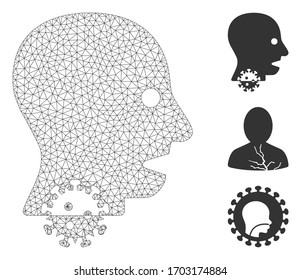 Ilustración vectorial de íconos polígonos con la garganta irritada. La abstracción se basa en un icono plano de garganta irritada. La malla triangular forma un modelo abstracto de dolor de garganta plano.