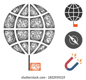 Mesh south pole polygonal web icon vector illustration. Carcass model is based on south pole flat icon. Triangle net forms abstract south pole flat carcass.