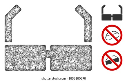 Mesh spectacles polygonal web icon vector illustration. Abstraction is based on spectacles flat icon. Triangle mesh forms abstract spectacles flat carcass.