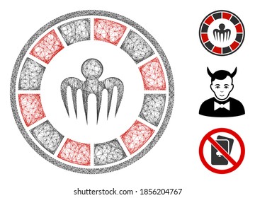 Mesh spectre casino polygonal web 2d vector illustration. Carcass model is based on spectre casino flat icon. Triangular network forms abstract spectre casino flat carcass.