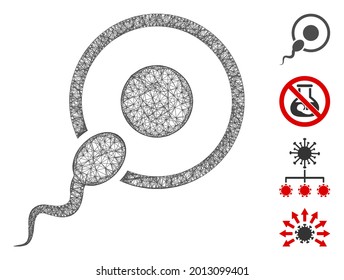 Ilustración vectorial de icono web de inseminación de esperma de malla. El modelo de canal se basa en un icono plano de inseminación espermática. Forma de red modelo plano de inseminación de esperma abstracto.