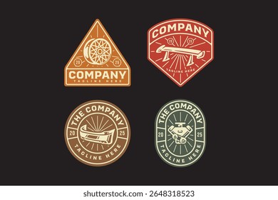 malha spoke, corridas de spoiler baixo, motor v, para-choques traseiro, aro de roda de automóvel, carro motor retro distintivo logotipo vetor coleção conjunto para automotivo, garagem, oficina, veículo, serviço personalizado, reparação