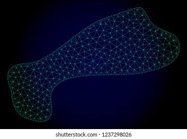 Mesh spot polygonal illustration. Abstract mesh lines, triangles and points on dark background with spot. Wire frame 2D polygonal line network in vector format on a dark blue background.
