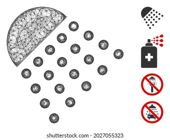 Mesh spray tool web icon vector illustration. Carcass model is created from spray tool flat icon. Mesh forms abstract spray tool flat carcass.