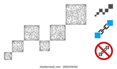 Mesh square blockchain polygonal web icon vector illustration. Model is created from square blockchain flat icon. Triangle network forms abstract square blockchain flat model.