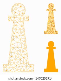 Mesh Stanchion model with triangle mosaic icon. Wire frame polygonal mesh of Stanchion. Vector mosaic of triangle parts in different sizes, and color tones. Abstract 2d mesh Stanchion,