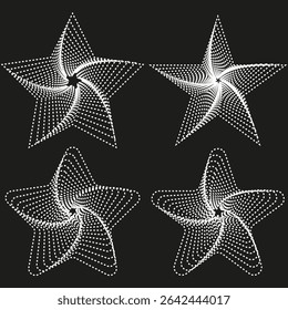 Mesh star icon. Volume wireframe figure. Vector contour shape. Black background form.