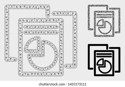 Mesh statistics model with triangle mosaic icon. Wire frame polygonal network of statistics. Vector mosaic of triangle parts in various sizes, and color tones. Abstract 2d mesh statistics,