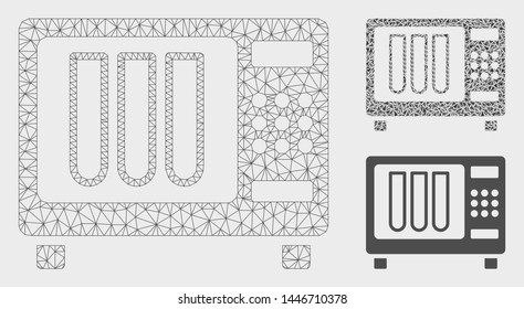 Mesh sterilizer model with triangle mosaic icon. Wire frame triangular mesh of sterilizer. Vector composition of triangle elements in different sizes, and color tints. Abstract flat mesh sterilizer,