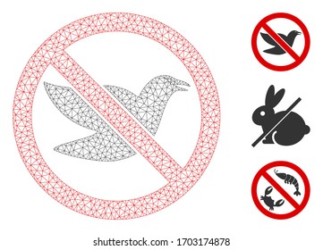 Mesh stop birds polygonal icon vector illustration. Model is based on stop birds flat icon. Triangular mesh forms abstract stop birds flat model.