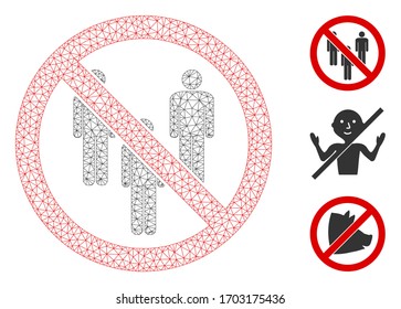 Ilustración vectorial de icono polígono de grupo de detención de malla. El modelo Carcass está basado en el icono plano del grupo de man stop. La malla triangular forma abstracta el modelo de grupo de hombres de parada.