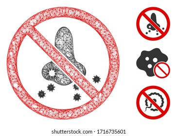 Mesh stop nasal virus spread polygonal web 2d vector illustration. Model is based on stop nasal virus spread flat icon. Triangular mesh forms abstract stop nasal virus spread flat model.