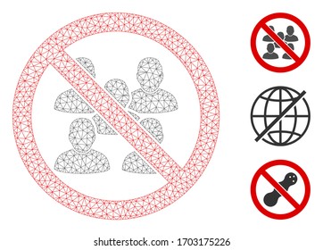 Mesh stop social group polygonal symbol vector illustration. Model is based on stop social group flat icon. Triangle mesh forms abstract stop social group flat model.