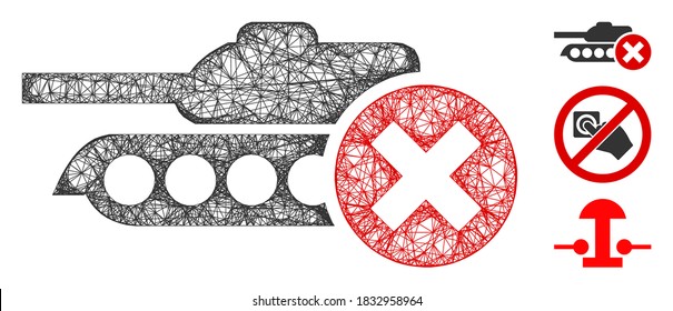 Mesh stop tanks polygonal web 2d vector illustration. Model is based on stop tanks flat icon. Triangular mesh forms abstract stop tanks flat model.