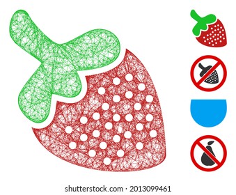 Ilustración vectorial de símbolo de fresa de malla. El modelo de canal se basa en un icono plano de fresa. La malla forma un modelo abstracto de fresa plana. Red web plana con marco de cable aislada en un fondo blanco.