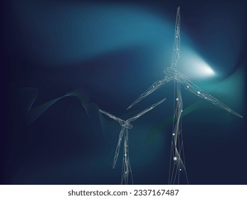 mesh struct_A002 wind turbines shows the concept of energy saving vector illustration graphic EPS 10