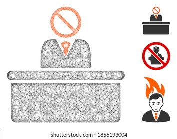 Mesh stupid clerk polygonal web icon vector illustration. Model is based on stupid clerk flat icon. Triangular mesh forms abstract stupid clerk flat model.