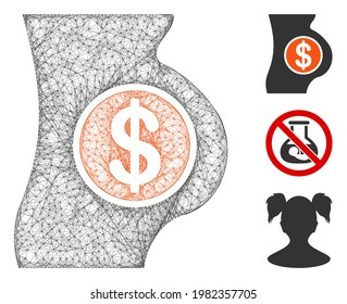 Mesh surrogacy polygonal web icon vector illustration. Carcass model is based on surrogacy flat icon. Triangular mesh forms abstract surrogacy flat carcass.