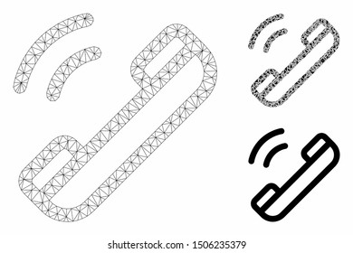 Mesh talk model with triangle mosaic icon. Wire frame triangular mesh of talk. Vector mosaic of triangles in different sizes, and color hues. Abstract flat mesh talk, designed with triangular grid.