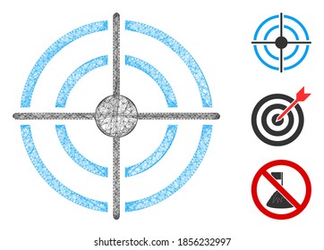 Mesh target polygonal web 2d vector illustration. Model is based on target flat icon. Triangular network forms abstract target flat model.