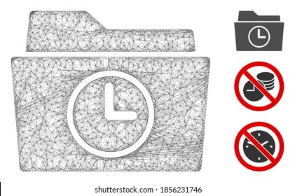 Mesh temporary folder polygonal web icon vector illustration. Model is created from temporary folder flat icon. Triangle mesh forms abstract temporary folder flat model.