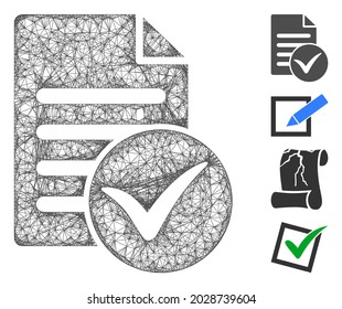 Mesh-Testseite Web-Symbol Vektorgrafik. Das Modell basiert auf dem flachen Symbol der Testseite. Netzwerk-Formulare abstraktes Testseite-Flachmodell. Wireframe-2D-Leitungsnetz einzeln auf weißem Hintergrund.