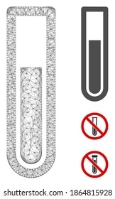 Ilustración vectorial de ícono web poligonal del tubo de prueba de malla. El modelo de canal se basa en el icono plano del tubo de ensayo. La red triangular forma un modelo plano abstracto de tubo de prueba.