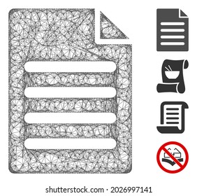 Mesh Text Seite Web Symbol Vektorgrafik. Das Carcass-Modell basiert auf dem flachen Symbol der Textseite. Netzwerk-Formulare abstraktes Textseitenflachmodell. Wireframe-Flachnetz einzeln auf weißem Hintergrund.