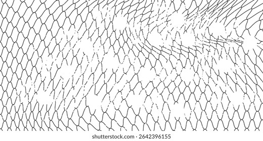 Mesh texture for fishing nets. Grunge pattern for sportswear or soccer goal, volleyball net, basketball hoop, hockey, athletics. Mesh background