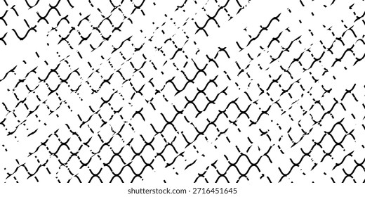 Maschenstruktur für Fischernetze. Grunge Muster für Sportbekleidung oder Fußballtor, Volleyballnetz, Basketballkorb, Hockey, Leichtathletik. Netzhintergrund. Vektorgrafik