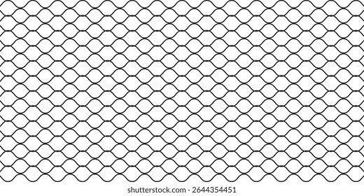 Mesh texture for fishing nets. Seamless black pattern for sportswear or soccer goal, volleyball net, basketball hoop, hockey, athletics.
