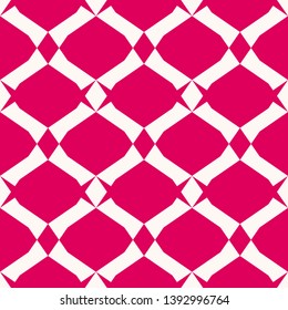 Mesh texture. Vector geometric seamless pattern with grid, lattice, diamonds, rhombuses, net. Red and white minimal background. Stylish abstract ornament. Simple repeat design for decoration, textile