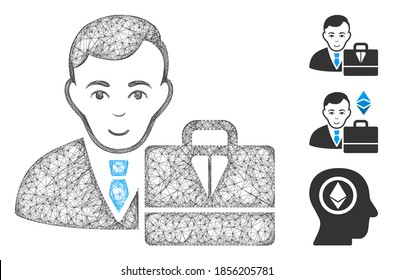 Mesh ton accounter polygonal web icon vector illustration. Carcass model is based on ton accounter flat icon. Triangular network forms abstract ton accounter flat carcass.