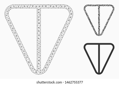 Mesh ton currency model with triangle mosaic icon. Wire frame polygonal mesh of ton currency. Vector mosaic of triangle elements in various sizes, and color hues. Abstract flat mesh ton currency,