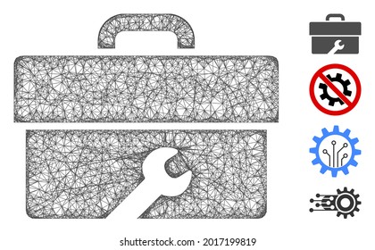 Mesh toolbox web 2d vector illustration. Abstraction is based on toolbox flat icon. Mesh forms abstract toolbox flat model. wireframe flat web network isolated on a white background.