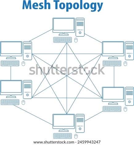 Mesh topology diagram icon, it is a type of network topology