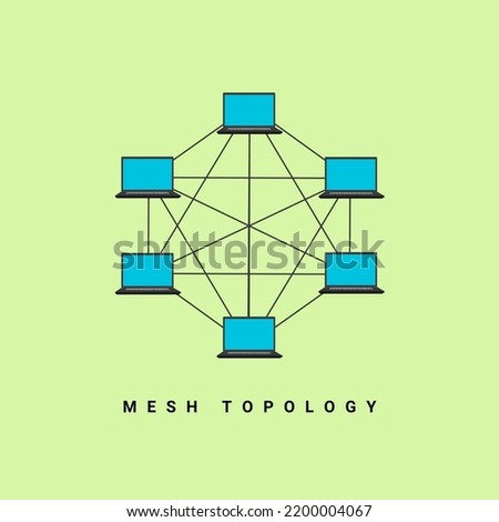 mesh topology network vector illustration, in computer network technology concept