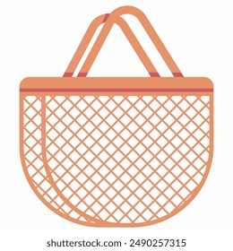 Mesh tote bag vector cartoon illustration isolated on a white background.